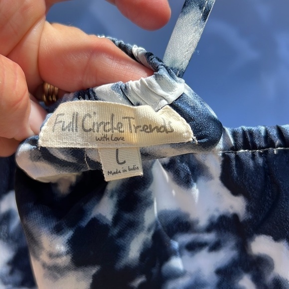 Blue & white tie-dye, sundress, adjustable, shoulder straps, Sz. L - Picture 7 of 13